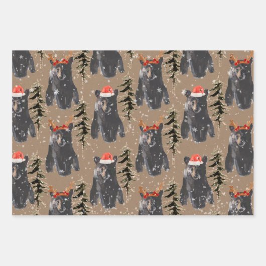 Rustic Kraft Black Beer kerstkubussen Inpakpapier Vel (Voorkant)