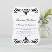 Rustic Kraft Black Flourish Wedding Invitation Kaart (Staand voorkant)