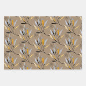 Rustic Kraft Black Gold Floral Winter Greenery Inpakpapier Vel (Voorkant)