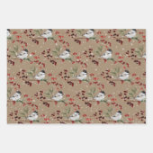 Rustic Kraft Black Pet Chickadee Birds & Berries 2 Inpakpapier Vel (Voorkant)