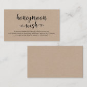 Rustic kraft black script, Wedding Honeymoon Wish Informatiekaartje (Voorkant / Achterkant)