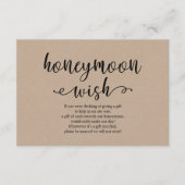 Rustic kraft black script, Wedding Honeymoon Wish Informatiekaartje (Voorkant)