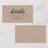 Rustic Kraft, Black, Wedding Details, RSVP online Informatiekaartje (Voorkant / Achterkant)