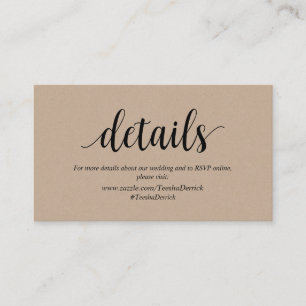 Rustic Kraft, Black, Wedding Details, RSVP online Informatiekaartje
