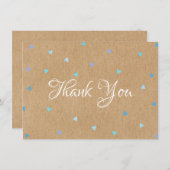 Rustic Kraft Blauwe Harten Dank Je Wel Bedankkaart (Voorkant / Achterkant)