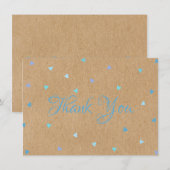 Rustic Kraft Blauwe Harten Script Bedankt (Voorkant / Achterkant)