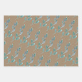 Rustic Kraft Blauwgroen Blauw Groen Winterblad Gre Inpakpapier Vel (Voorkant 3)