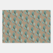 Rustic Kraft Blauwgroen Blauw Groen Winterblad Gre Inpakpapier Vel (Voorkant 2)