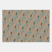 Rustic Kraft Blauwgroen Blauw Groen Winterblad Gre Inpakpapier Vel (Voorkant)