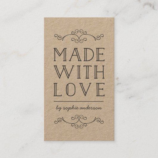 Rustic Kraft bloeit met liefde Visitekaartje (Voorkant)
