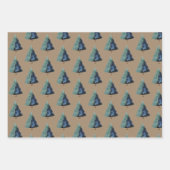 Rustic Kraft Blue en Green Spruce Trees Inpakpapier Vel (Voorkant 3)