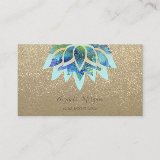 Rustic Kraft, Blue Lotus, Confetti Yoga Instructor Visitekaartje (Voorkant)