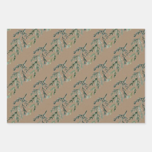 Rustic Kraft Blue Spruce Juniper Branches Berries Inpakpapier Vel (Voorkant 3)