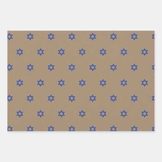 Rustic Kraft Blue & White Star van David Inpakpapier Vel (Voorkant 3)