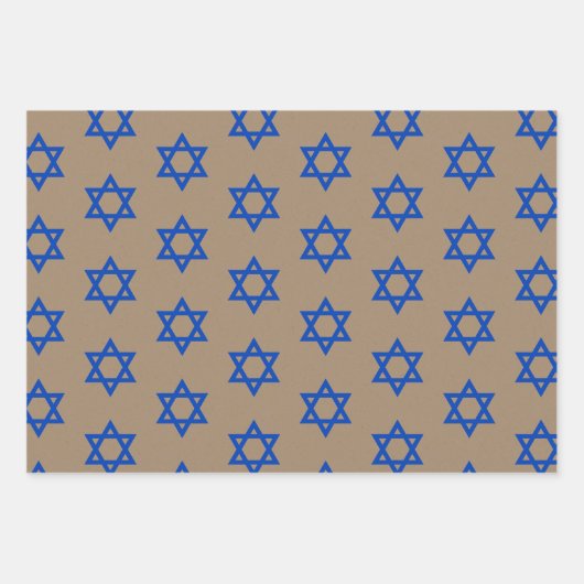 Rustic Kraft Blue & White Star van David Inpakpapier Vel (Voorkant)