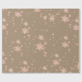 Rustic Kraft Blush Pink Gold Snowflakes Cadeaupapier (Vlak)