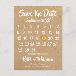 Rustic Kraft Boho Calendar Save the Date Photo Aankondigingskaart