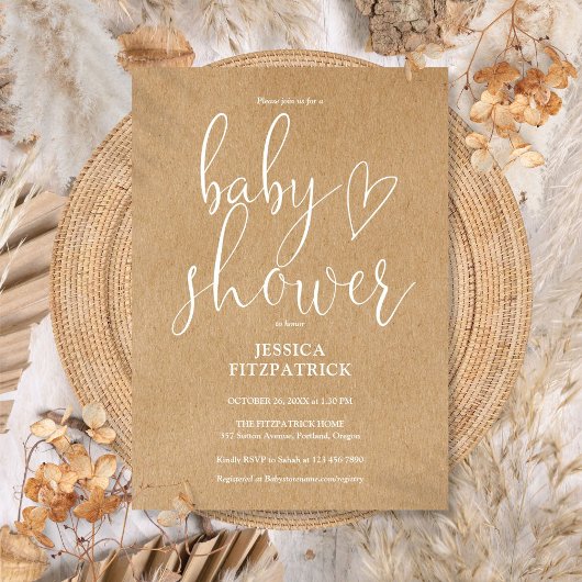 Rustic Kraft Boho Genderneutraal Baby shower Kaart