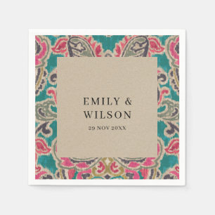 RUSTIC KRAFT BOHO TRIBAL IKAT PINK BLAUWGROEN WEDI SERVET