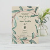 Rustic Kraft Botanical Wreath Leaf Wedding Kaart (Staand voorkant)