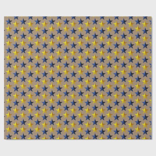 Rustic Kraft Bright Navy Blue Gold Stars Cadeaupapier (Vlak)