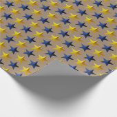 Rustic Kraft Bright Navy Blue Gold Stars Cadeaupapier (Hoek)