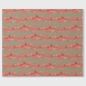 Rustic Kraft Bright Red Kerststrijklampjes Cadeaupapier (Vlak)