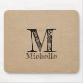 Rustic Kraft Brown Paper Kijk Monogram Muismat (Voorkant)