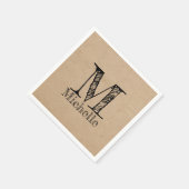 Rustic Kraft Brown Paper Kijk Monogram Servet (Hoek)