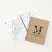 Rustic Kraft Brown Paper look Monogram Recipes Notitieboek