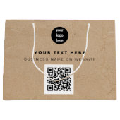 Rustic Kraft Brown QR Code Business Logo Groot Cadeauzakje (Voorkant)