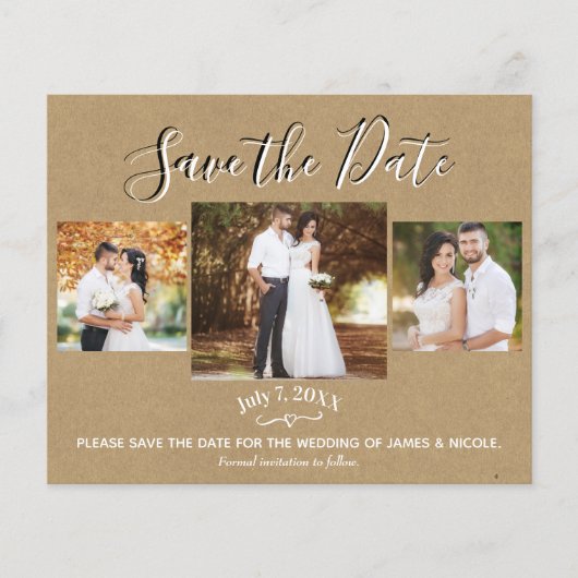 Rustic Kraft Buffalo foto Opslaan Datum (Voorkant)