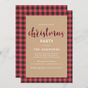 Rustic Kraft Buffalo Pset Script Kerstfeest Kaart