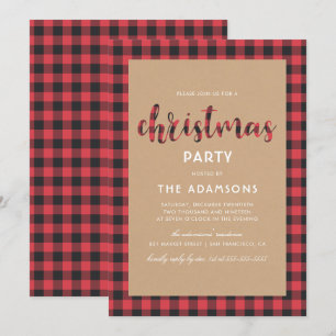 Rustic Kraft Buffalo speelde script kerstfeest Kaart