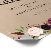 Rustic Kraft Burgundy Floral Wedding Welcome Post Poster (Hoek)