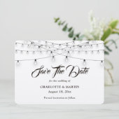 Rustic Kraft Burlap Hearts String Lights Wedding Save The Date (Staand voorkant)