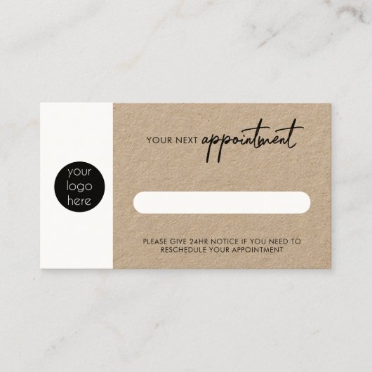 Rustic Kraft Business Carte de rendez-vous suivant (Devant)