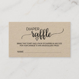 Rustic Kraft Calligraphy Diaper Raffle Enclosure Informatiekaartje