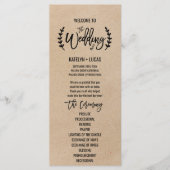 Rustic Kraft Calligraphy Memorial Wedding Programm Programma (Voorkant)