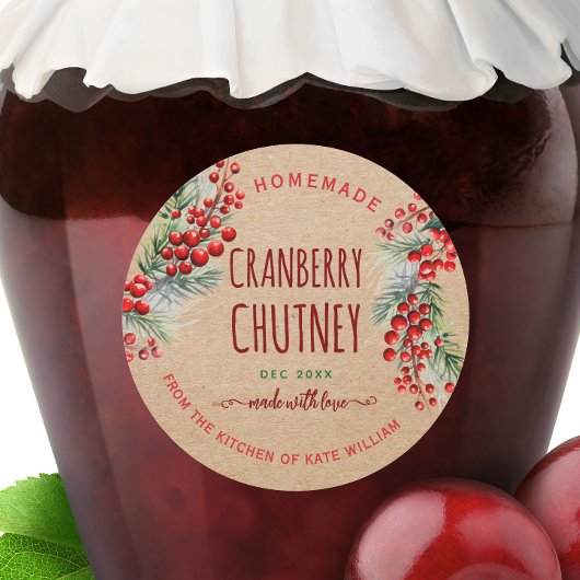 Rustic Kraft Christmas Cranberry Chutney Labels