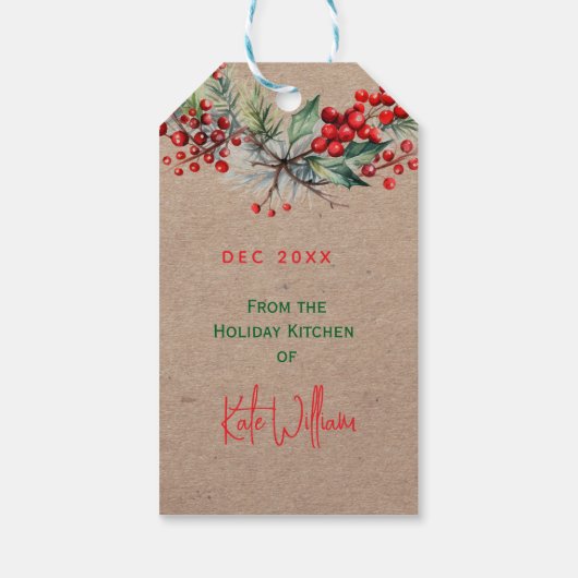 Rustic Kraft Christmas Cranberry Chutney Labels Cadeaulabel (Achterkant)