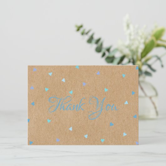 Rustic Kraft Cœur Bleu Script Merci (Debout devant)