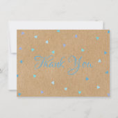 Rustic Kraft Cœur Bleu Script Merci (Devant)