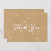 Rustic Kraft Cœurs Dorés Merci (Devant / Derrière)