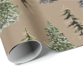 Rustic Kraft Color Winter Woodland Spruce Trees Cadeaupapier (Rol Hoek)