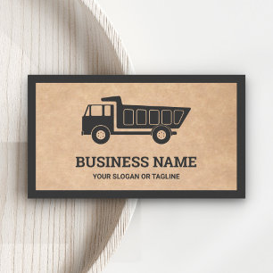 Rustic Kraft Construction Hauling Dump Truck Visitekaartje