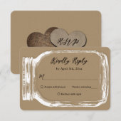 Rustic Kraft Country Burlap Mason Jar Wedding RSVP (Devant / Derrière)