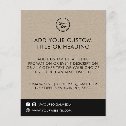 Rustic Kraft Custom Business Logo & Social Media Flyer (Voorkant)