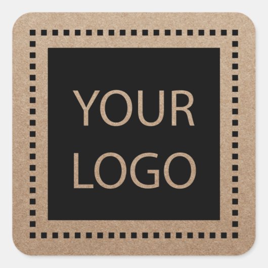 Rustic Kraft Custom Logo minimalist Vierkante Sticker (Voorkant)