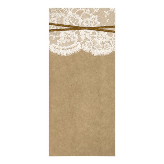 Rustic Kraft, dentelle et fer à cheval Menu Mariag (Dos)